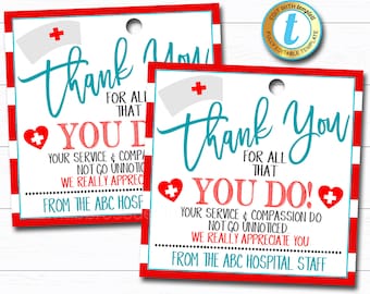 Nurse Appreciation Gift Tag, Thank You Frontlines Worker, Medical Hospital Staff Doctor Gift, Nurse Appreciation Week DIY Editable Template