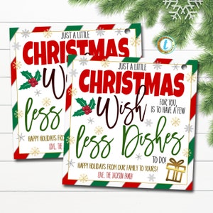 Kerstwens Minder Gerechten Gift Tag, Waardering Cadeau, Gastvrouw Cadeau, Makelaar pop door cadeau tag voor klanten, vakantiecadeau, Bewerkbare sjabloon