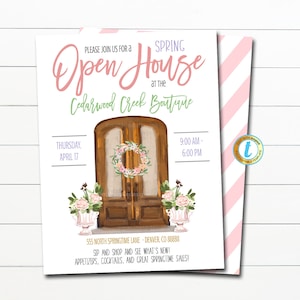 Frühlings-Open-Haus-Einladung, Oster-Boutique-Shopping-Event, Kleinunternehmen Pop-Up-Shop, Sip- und Shop-Verkaufsmarketing DIY-bearbeitbare Vorlage