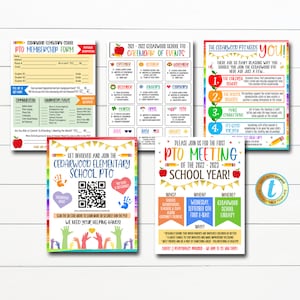 Editable PTO PTA Flyer Bundle, Printable School Information Forms & Flyers, Pta Yearly Calendar, Pto Recruitment Flyer PTO Membership Bundle