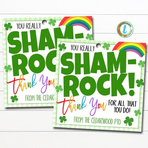 St. Patricks Day Kleeblatt Geschenkanhänger, Sie Sham-Rock Danke, Mitarbeiter Schule Lehrer Personal Krankenschwester Wertschätzung Geschenk, DIY bearbeitbare Vorlage