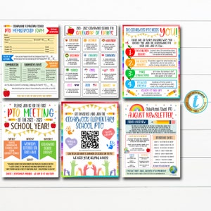 Editable PTO PTA Flyer Bundle, Printable School Information Forms & Flyers, Pta Yearly Calendar, Pto Recruitment Flyer PTO Membership Bundle