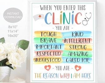 Printable School Health Office Poster Pediatric Clinic Decor Printable, Health Room When you Enter This Clinic Sign Custom School Nurse Gift