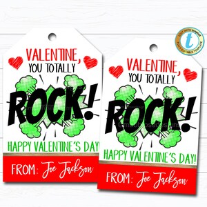 Valentine You Rock Geschenkanhänger, Freund Valentine, Klassenzimmer Rock Candy Tag, Musik Schullehrer Mitarbeiter Valentine, DIY bearbeitbare Vorlage