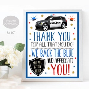 Politie Waardering Teken, Bedankt Decor, We Back the Blue en waarderen u, Politie Frontlines Public Service Worker, INSTANT DOWNLOAD
