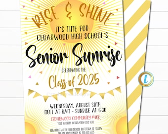 Senior Sunrise Einladung, High School Senior Class einladen, Back to School Senior Class Frühstücksbrunch Event, EDITIERBARE VORLAGE