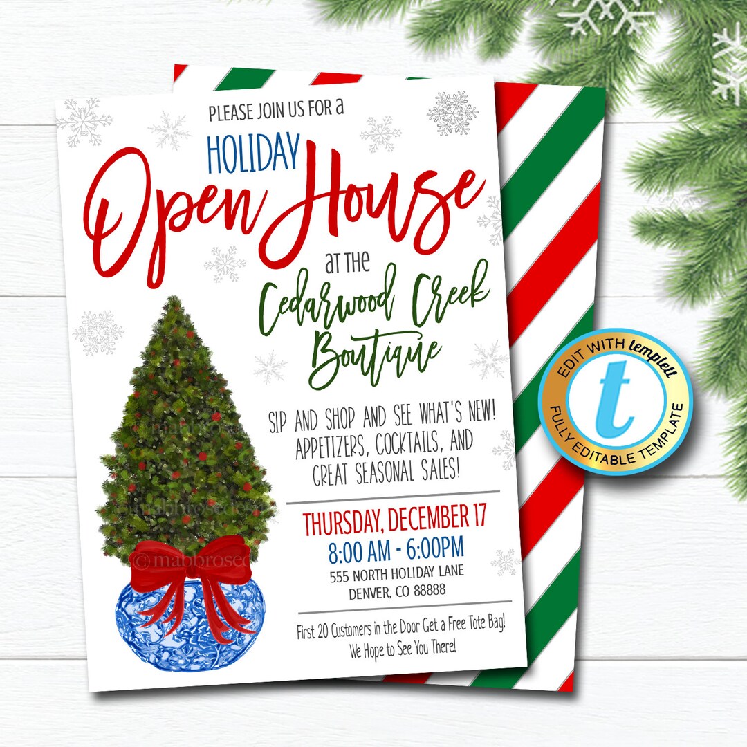 Holiday Open House Invitation, Christmas Boutique Shopping Event Ginger ...