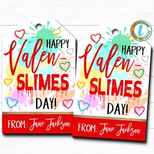 Etiquetas de lodo de dia dos namorados, etiqueta de feliz dia de Valen-Slimes, amigo de sala de aula infantil, presente de dia dos namorados do professor da escola, modelo editável DIY para impressão