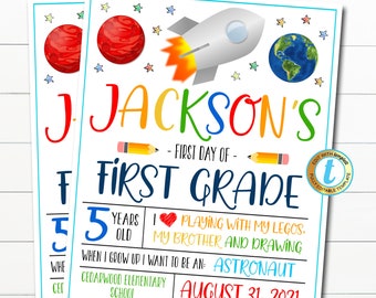 First Day Of School Sign, Editable First Day of Kindergarten, First Day of PreSchool Sign Chalkboard Instant Download Any Grade Template