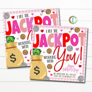Vinci il jackpot Lavorando con te Etichetta di San Valentino Biglietto della lotteria fortunata Lotto Collaboratore Personale insegnante Dipendente Scuola Pto Pta, MODIFICABILE