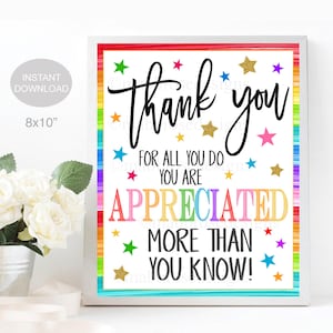 Appreciation Sign, Thank You Gift, Teacher Staff Employee Nurse Volunteer Staff Appreciation Week, You&#39;re a Star, School pto pta, PRINTABLE