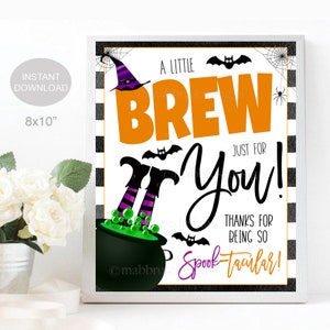 Ausdruckbares Halloween Kaffee Schild, Lehrer Mitarbeiter Krankenschwester Some Brew Just For You Fall, Schule Pto Pta, INSTANT DOWNLOAD