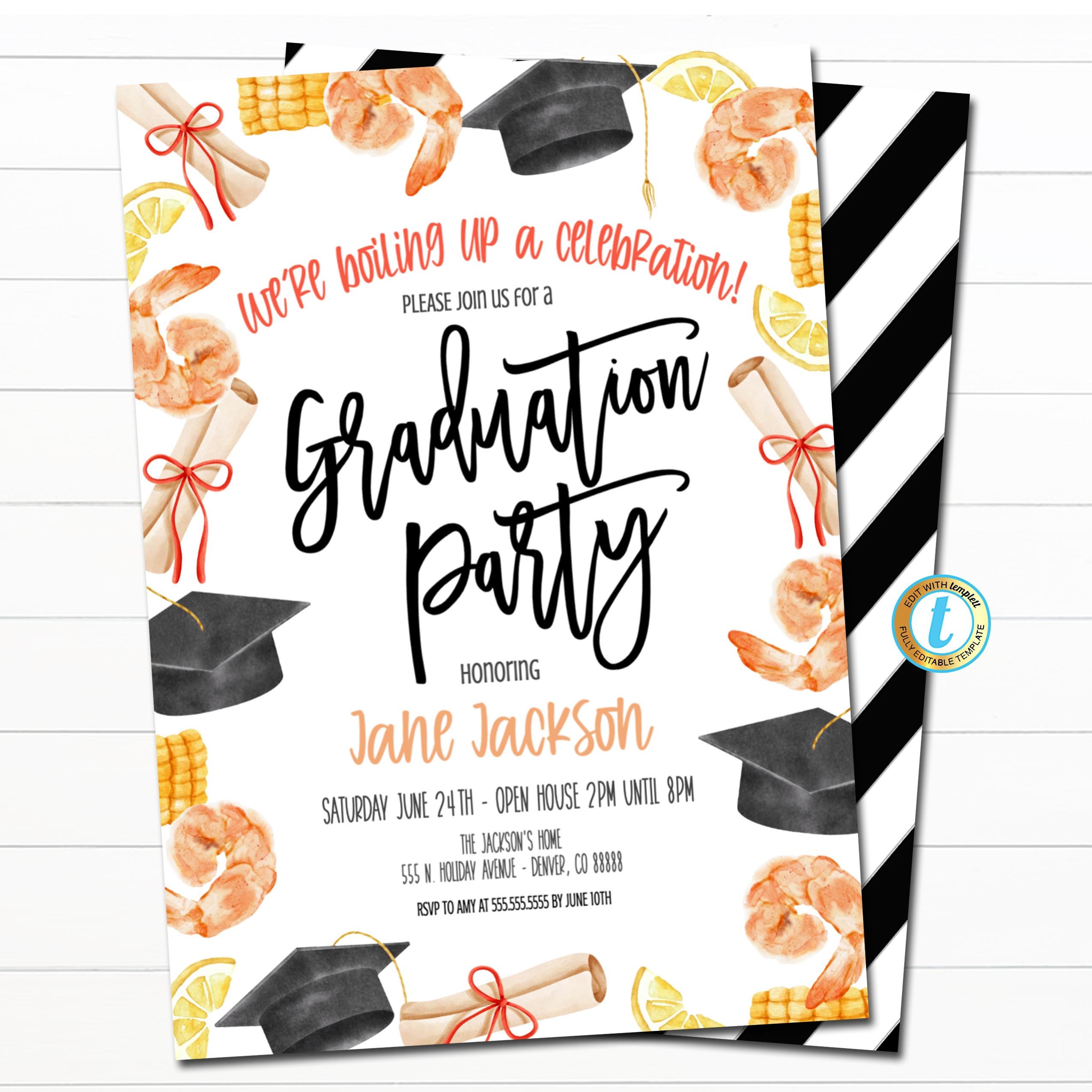 Shrimp Boil Invitation, Graduation Party Shrimp Boil invitation, Low Country Boil, Shrimp Boil Invite Graduating Class of 2025, EDITABLE