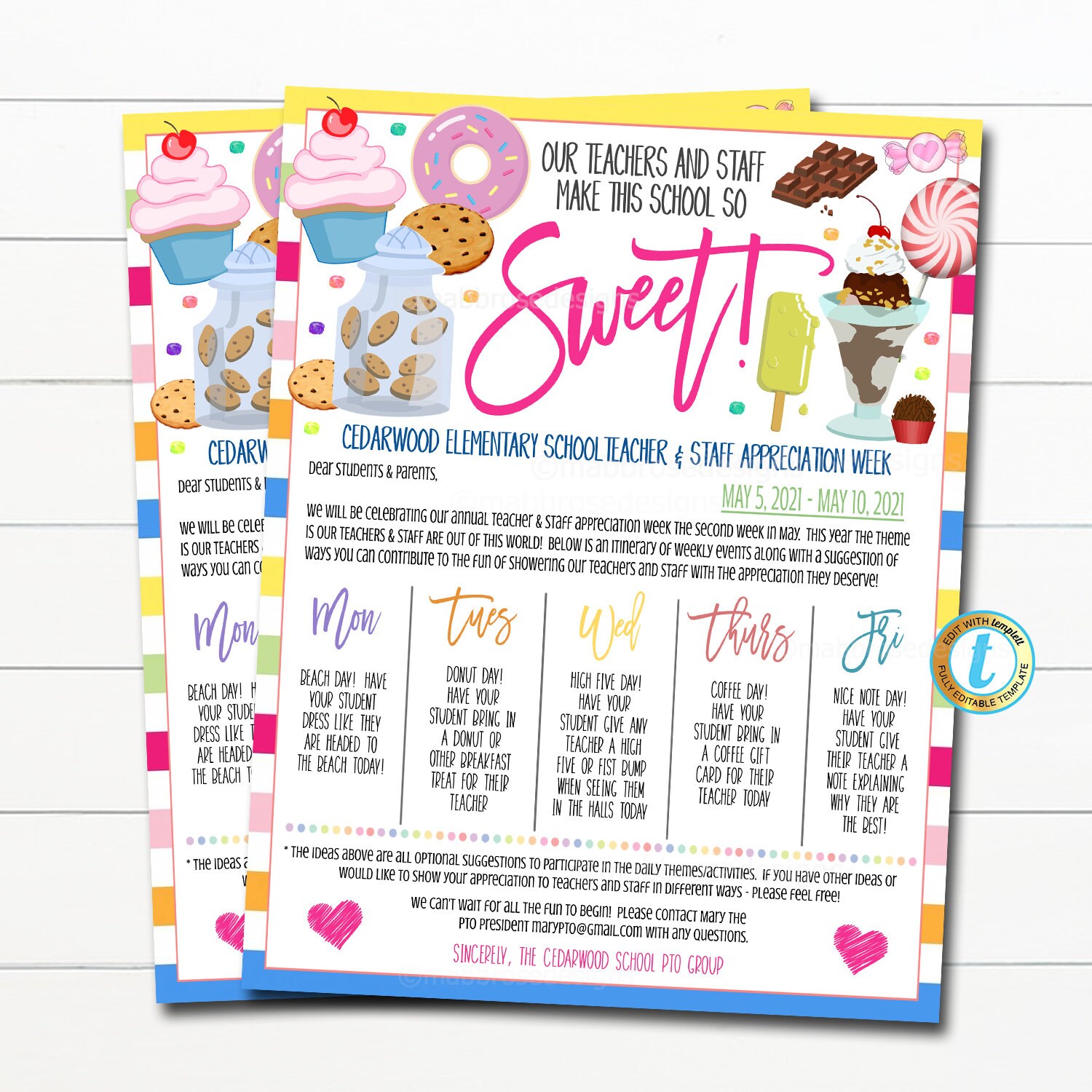 Candy Sweet Theme Teacher Appreciation Week Itinerary, You're the ...