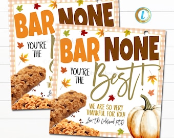 Herbst Müsliriegel Geschenkanhänger, Lehrer Mitarbeiter Schule Herbst Wertschätzung, Bar Keine, du bist der Beste, Danke Geschenkanhänger, bearbeitbar