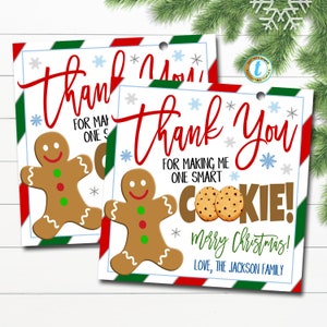 Weihnachts Lehrer Geschenk Tags, Danke, dass Sie mich zu einem Smart Cookie gemacht haben