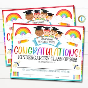 EDITIERBARE Abschlusszertifikat ANY GRADE Printable Diplom Kindergarten Vorschule PreK Graduiertenschule Abschlusszeremonie Sofortiger Download