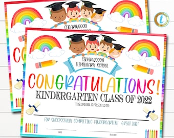 EDITABLE Graduation Certificate ANY GRADE Printable Diploma Kindergarten Preschool PreK Graduate School Graduation Ceremony Instant Download