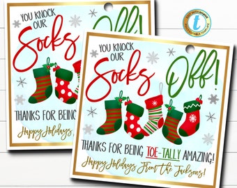 Christmas Sock Gift Tags Staff, Mani Pedi Gift, Toe-Tally Amazing Teacher Staff Employee Nurse Appreciation Thank You Gift Editable Template