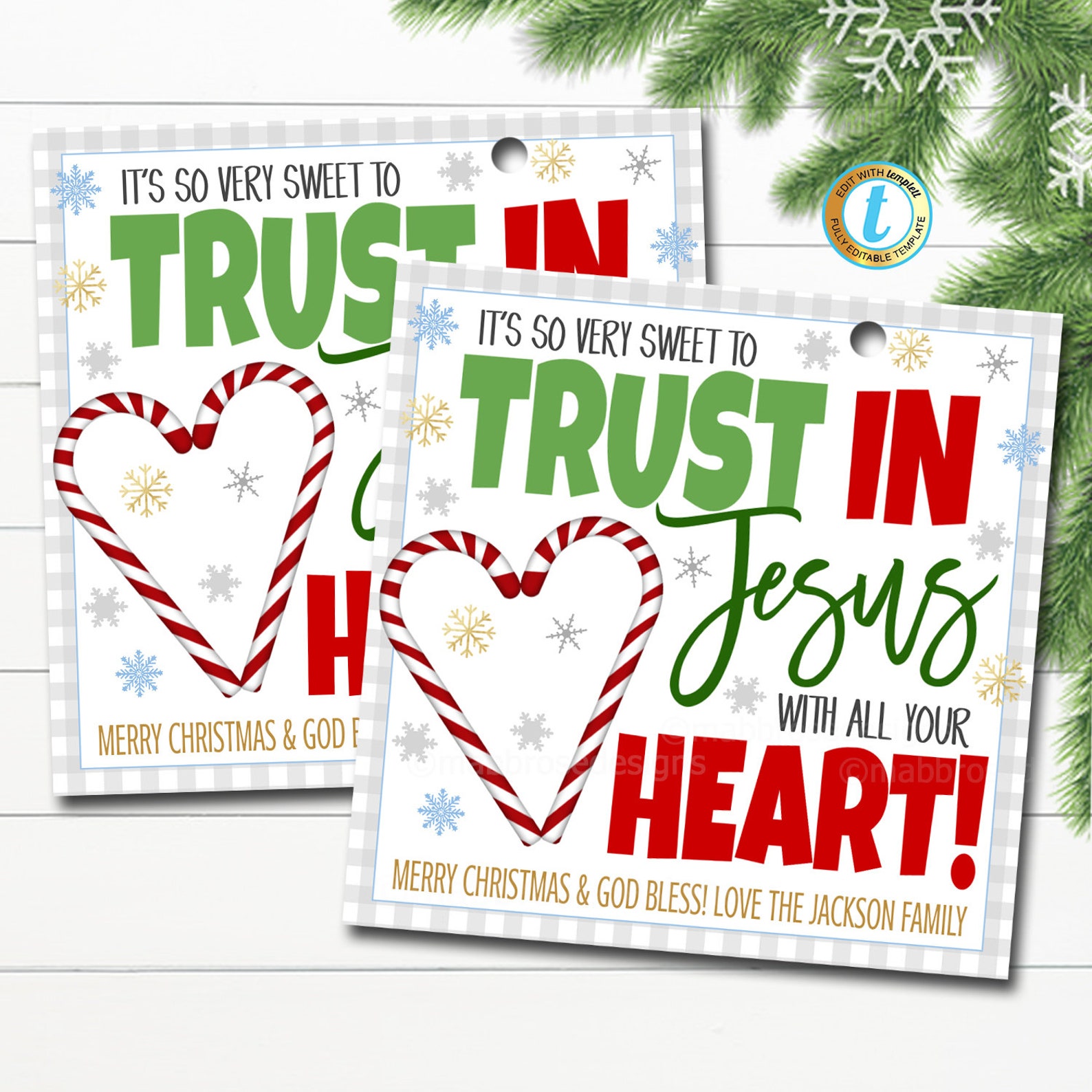 Christmas Religious Gift Tag Sweet to Trust in Jesus With - Etsy
