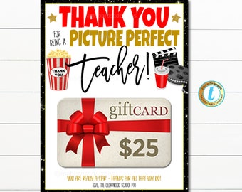 Hollywood Teacher Appreciation Week Gift Card Holder, Employee Staff Nurse, Red Carpet VIP Movie Theme Thank You Gift Idea Editable Template