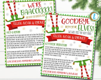 Hello and Goodbye Letter from your Elves, Farewell from Elves Going Away, We&#39;re Back Elves Christmas Printable Digital DIY EDITABLE TEMPLATE