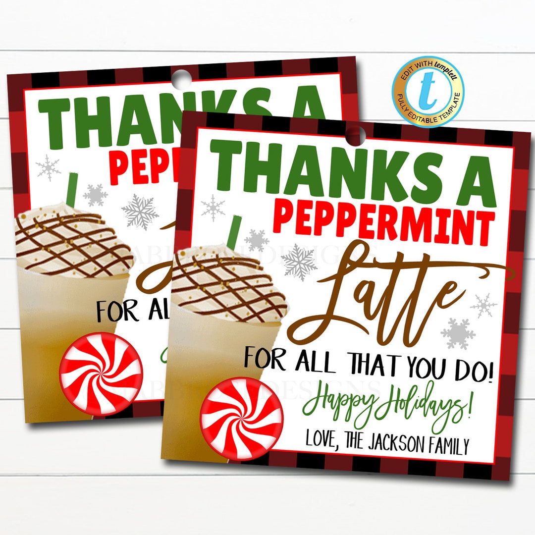 Thanks a Latte for All You Do Gift Tag, Teacher Staff Employee School ...