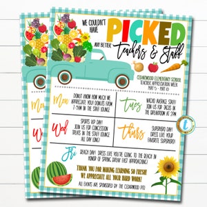 Farmers Market Teacher Appreciation Week Itinerary Schedule, Events Calendar School Pto, Couldn&#39;t Have Picked Better Teachers Staff EDITABLE