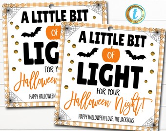 Halloween Gift Tags, Light For Your Halloween Night, Glow stick Friend Classroom Trick or Treat Non Candy Party Favor, DIY Editable Template