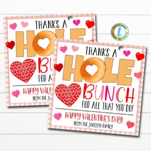 Valentine Bagel Geschenkanhänger, Wertschätzungsgeschenk, Lehrerpersonal-Angestellten-Anerkennungswoche, Danke ein Loch-Bunch-Tag-Schule, bearbeitbare Vorlage