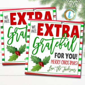 Tag regalo di ringraziamento di Natale, personale insegnante dipendente infermiere personale volontario vacanza extra grato, scuola pto pta, modello modificabile fai da te