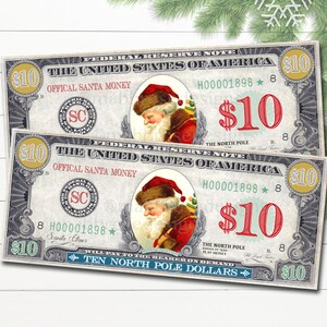 Soldi di Babbo Natale stampabili del Polo Nord, Play Money, Christmas Dollar Bill Kids Morning Activity, Xmas Holiday Stocking Stuffer, Download istantaneo