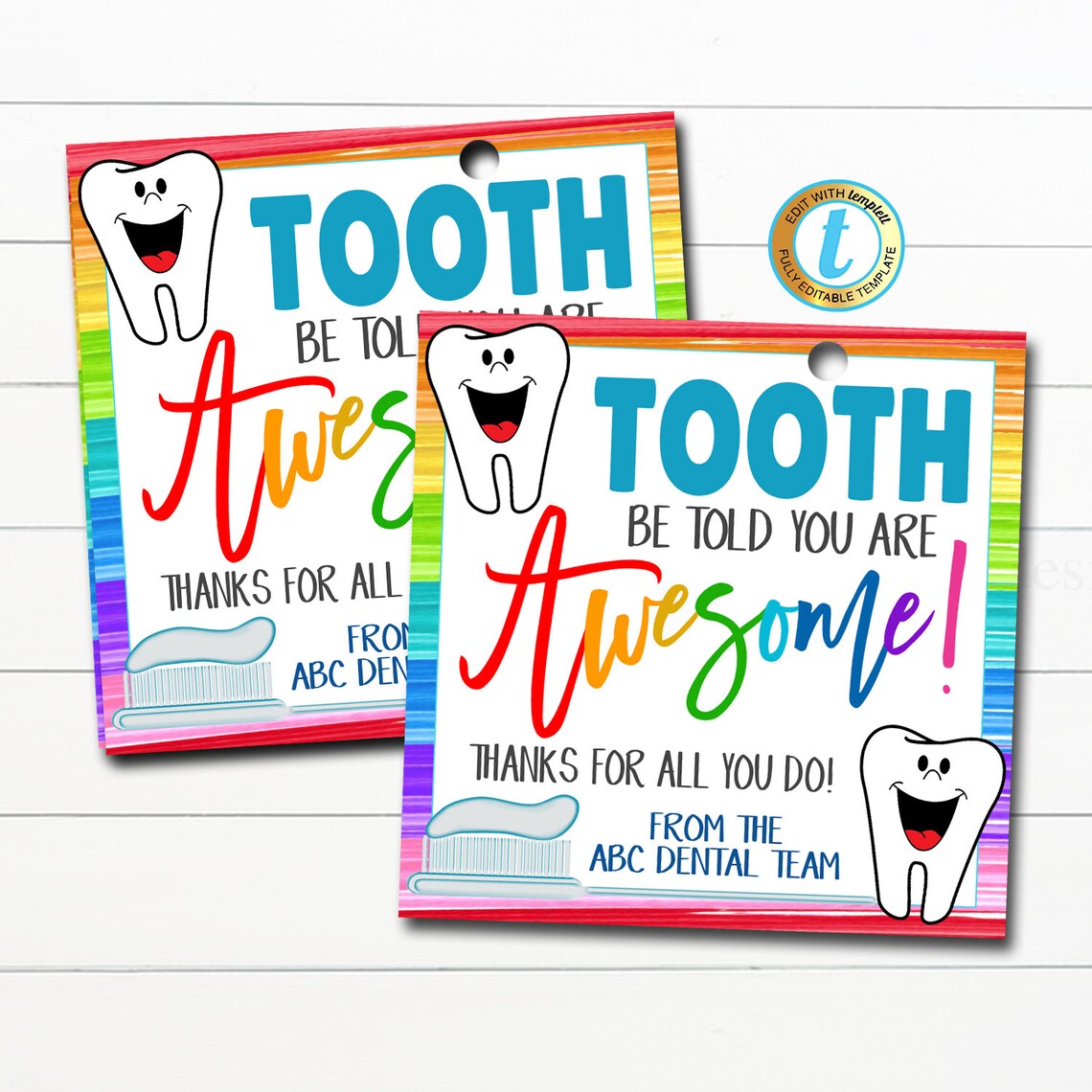 Dental Appreciation Week Gift Tag Thank You Dentist Medical Etsy Canada