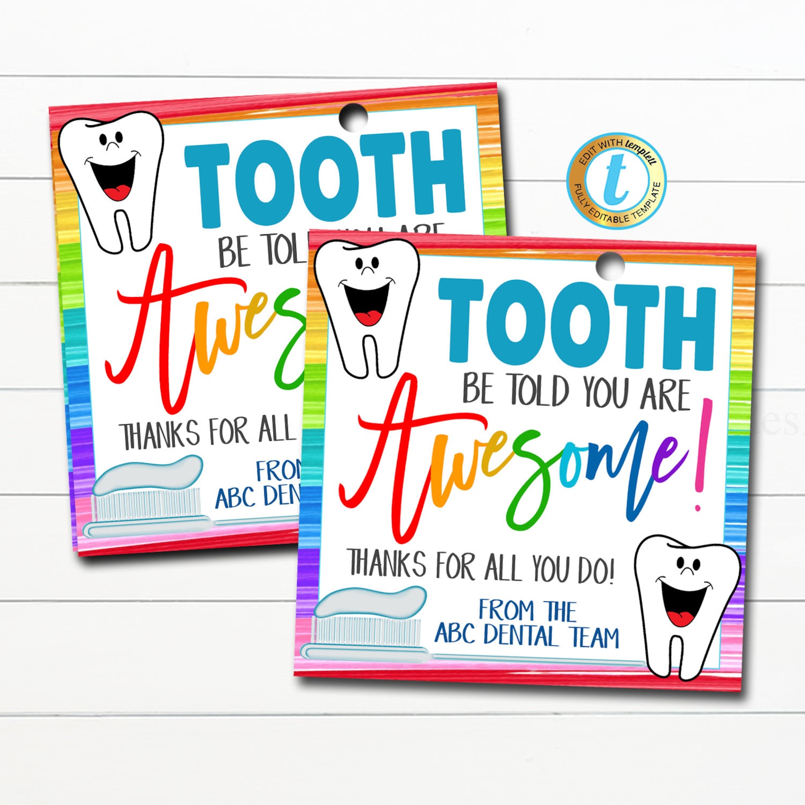 Dental Appreciation Week Gift Tag Thank You Dentist Medical Etsy
