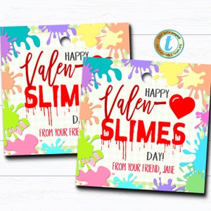 Etiquetas de lodo de dia dos namorados, etiqueta de feliz dia de Valen-Slimes, amigo de sala de aula infantil, presente de dia dos namorados do professor da escola, modelo editável DIY para impressão