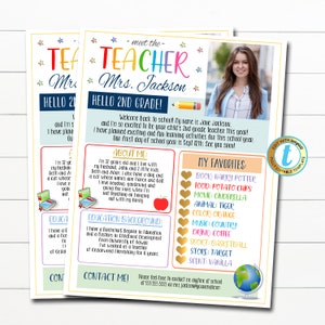 EDITABLE Conozca al maestro, Boletín para maestros, Boletín de eventos, Formulario de comunicación para padres, Regreso a la escuela imprimible, DESCARGA INSTANTÁNEA
