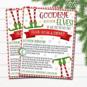 Carta de despedida de tus elfos, Carta de despedida de los elfos, Adiós elfos Navidad imprimible digital, PLANTILLA EDITABLE DIY