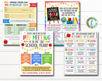 Editable PTO PTA Flyer Bundle, Printable School Information Forms & Flyers, Pta Yearly Calendar, Pto Recruitment Flyer PTO Membership Bundle