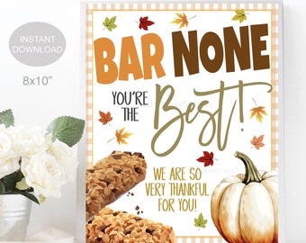 Herbst Granola Bar Schild, Geschenk für Lehrer angestellter Mitarbeiter Schule, Bar Keine, du bist die Beste, Danke Party Dekoration, SOFORTIGER DOWNLOAD