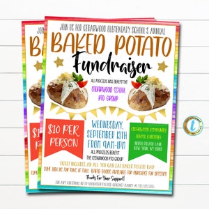 EDITABLE Loaded Baked Potato Fundraiser Flyer, School pto pta, Church Community Chairty Benefit Event, Adoption Dinner, DIY TEMPLATE