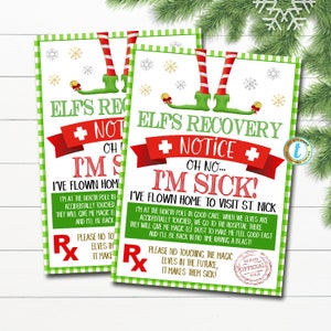 Aviso de recuperação de elfo para impressão, atividade de ideia de elfo de férias para crianças de Natal, aviso de não toque no elfo, elfo da família de dezembro, MODELO EDITÁVEL