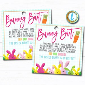 Easter Bunny Bait, Printable Gift Tags, Kids Easter Eve Activity, Easter Basket Party Favor Tags, DIY Instant Download Editable Template