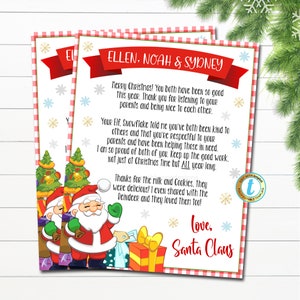 Carta EDITABLE de Papá Noel imprimible, Carta de Papá Noel Descarga instantánea Carta de caja de Nochebuena personalizada, Plantilla de nota navideña de Papá Noel
