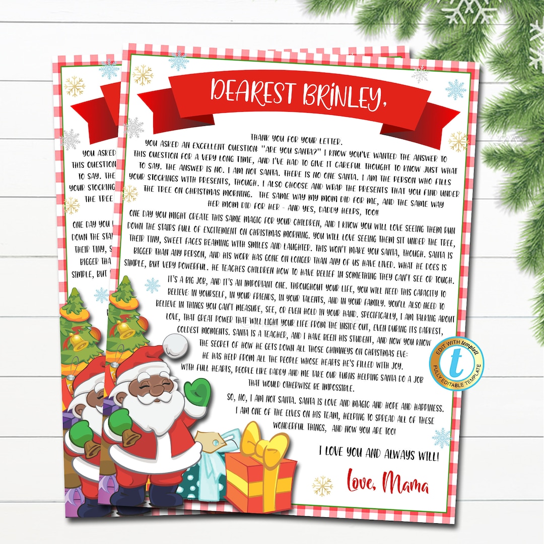 EDITABLE Letter to Explain Santa, Letter to Child About Santa, Santa