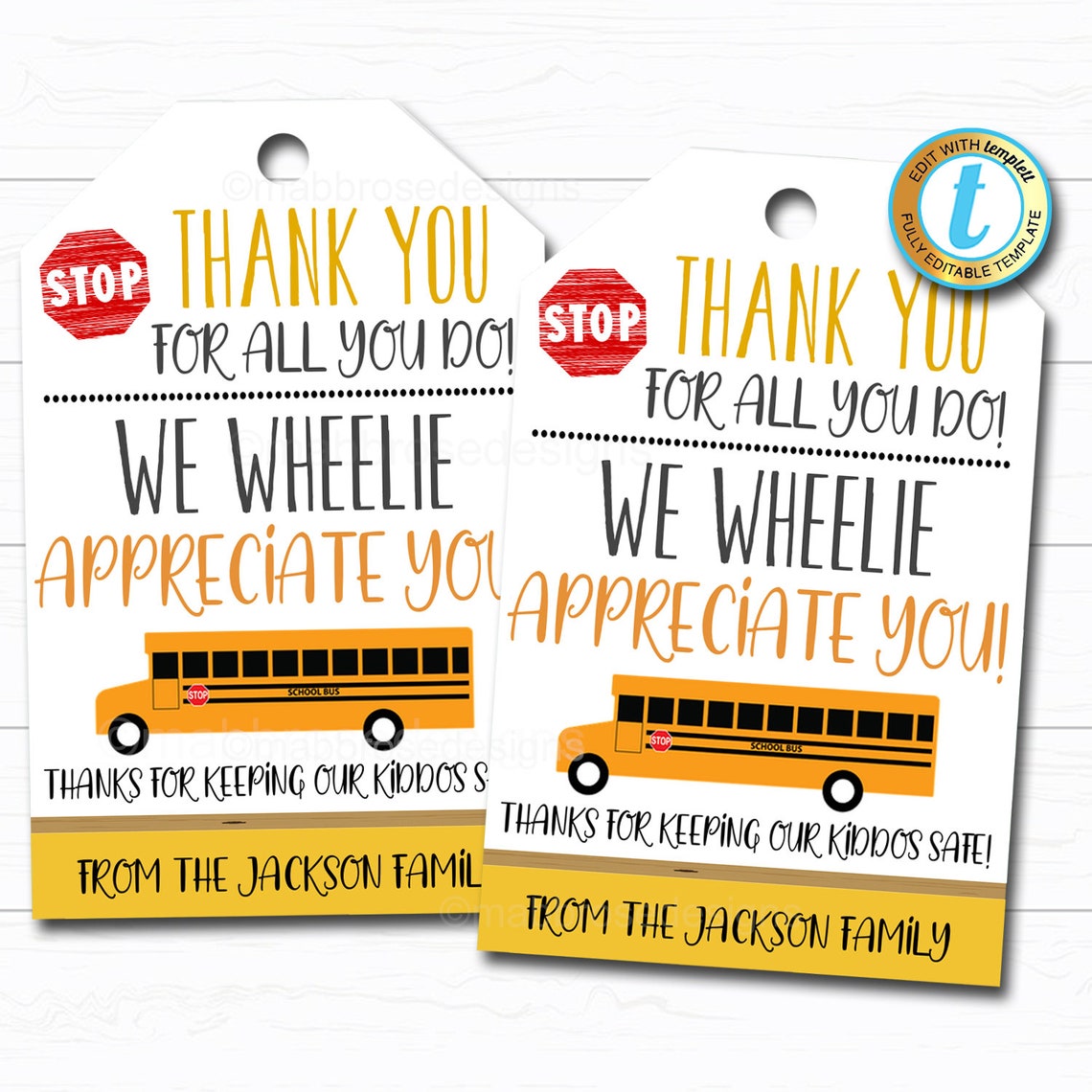 Bus Driver Appreciation Gift Tag Thank You We Wheelie Etsy