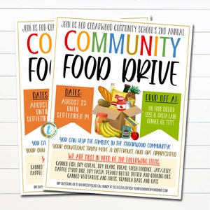 Food Drive Flyer, druckbarer Pta Pto Flyer, Schulkirche Fundraiser einladen, Non-Profit Charity Community Spenden Event, EDITIERBARE VORLAGE