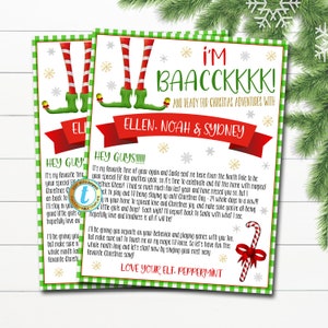 Carta de bienvenida de tu elfo, Hola de la carta de llegada del elfo, estoy de regreso Archivo digital imprimible de Elf Christmas, PLANTILLA EDITABLE DIY