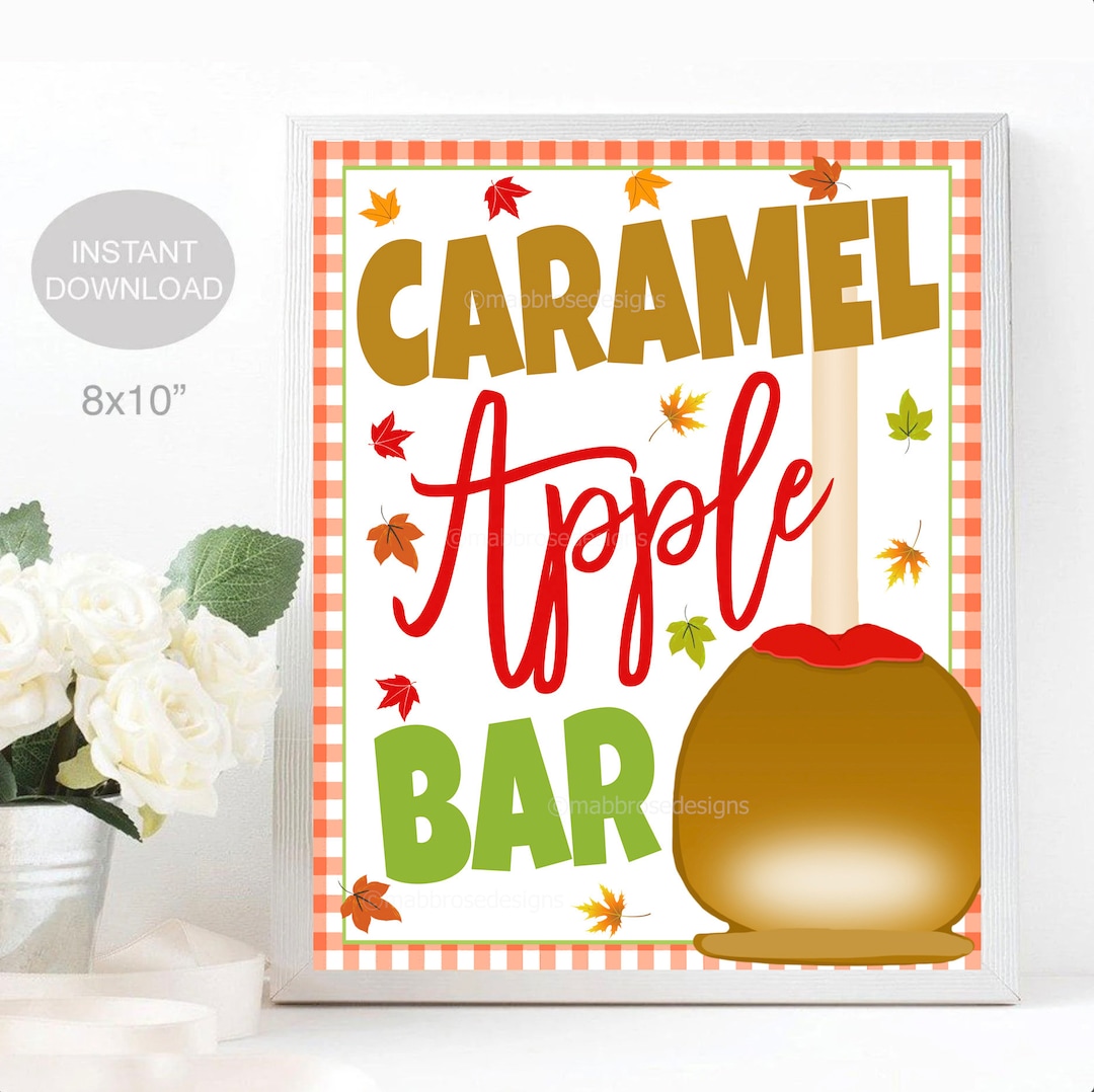 Caramel Apple Bar Sign, Fall Party Event Decor, Caramel Apple Party