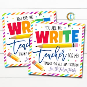 Lehrer Bleistift Geschenk Tags, Sie sind der Schreiblehrer für mich, Klassenzimmer Schullehrer Geschenk von Schüler, Schule Pto pta DIY bearbeitbare Vorlage