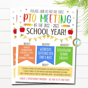 Editable PTO PTA Meeting Flyer, Pto/pta Parent Newsletter, School Volunteer Fundraiser Event, We Need You Why Join the Pto Facts Template